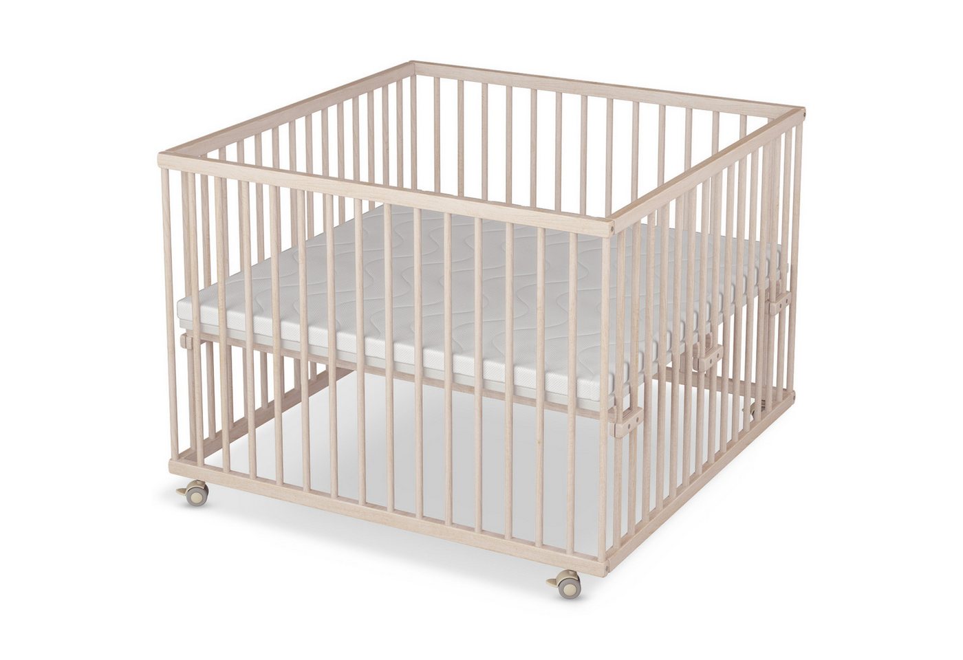 Sämann Babybett Laufgitter 100x100 cm mit Matratze SleepPlus natur Premium Kollektion, stufenlos höhenverstellbar von Sämann