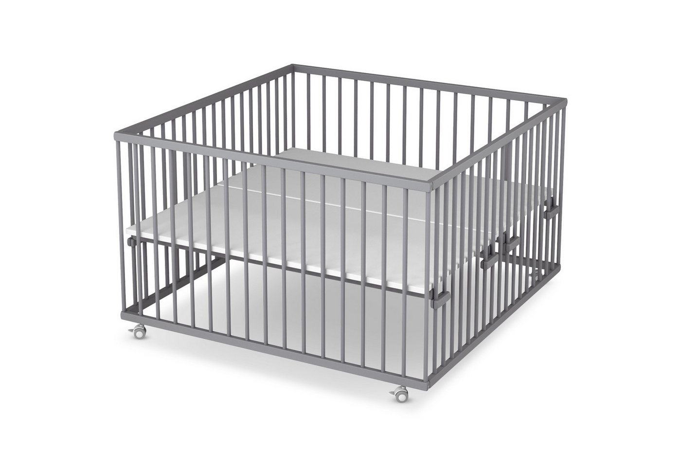 Sämann Babybett Laufgitter 120x120 cm grau Premium Kollektion Laufstall für Babys von Sämann