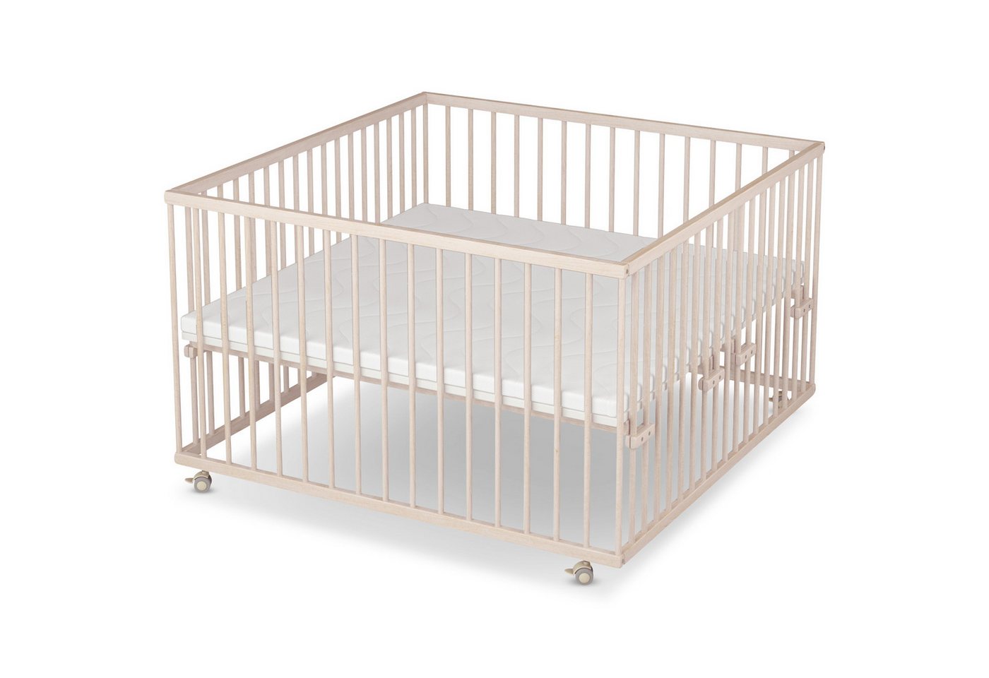 Sämann Babybett Laufgitter 120x120 cm mit Matratze natur Premium Kollektion Laufstall von Sämann