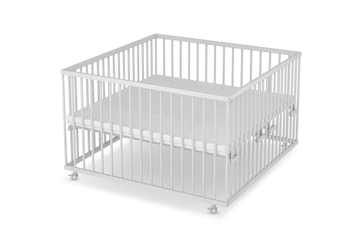 Sämann Babybett Laufgitter 120x120 cm mit Matratze weiß Premium Kollektion Laufstall von Sämann