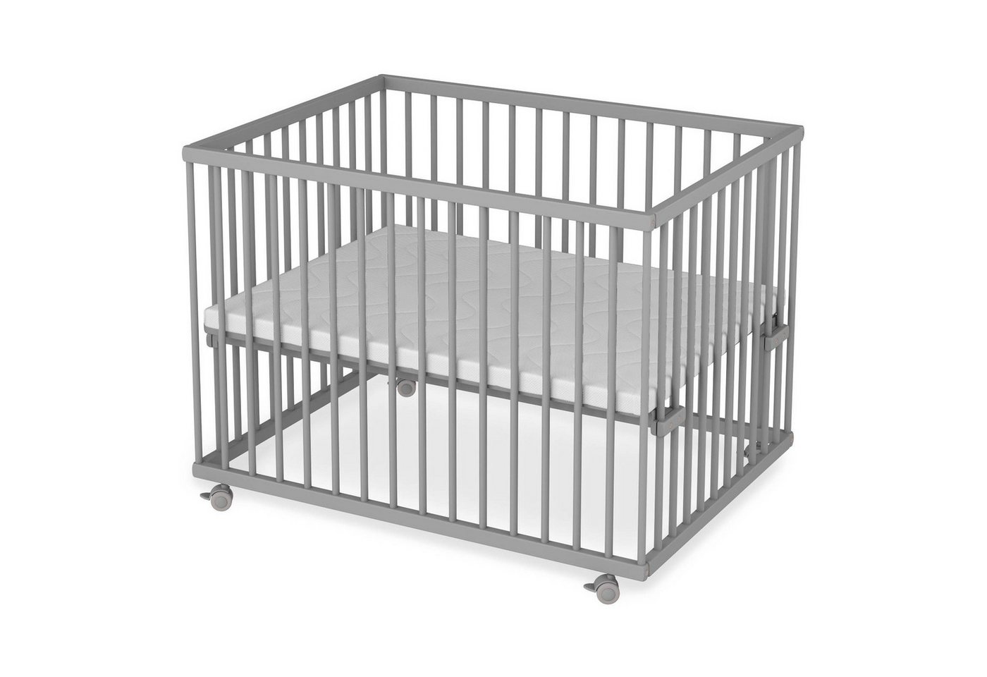 Sämann Babybett Laufgitter 75x100 cm Matratze Basic grau Premium Kollektion Laufstall von Sämann