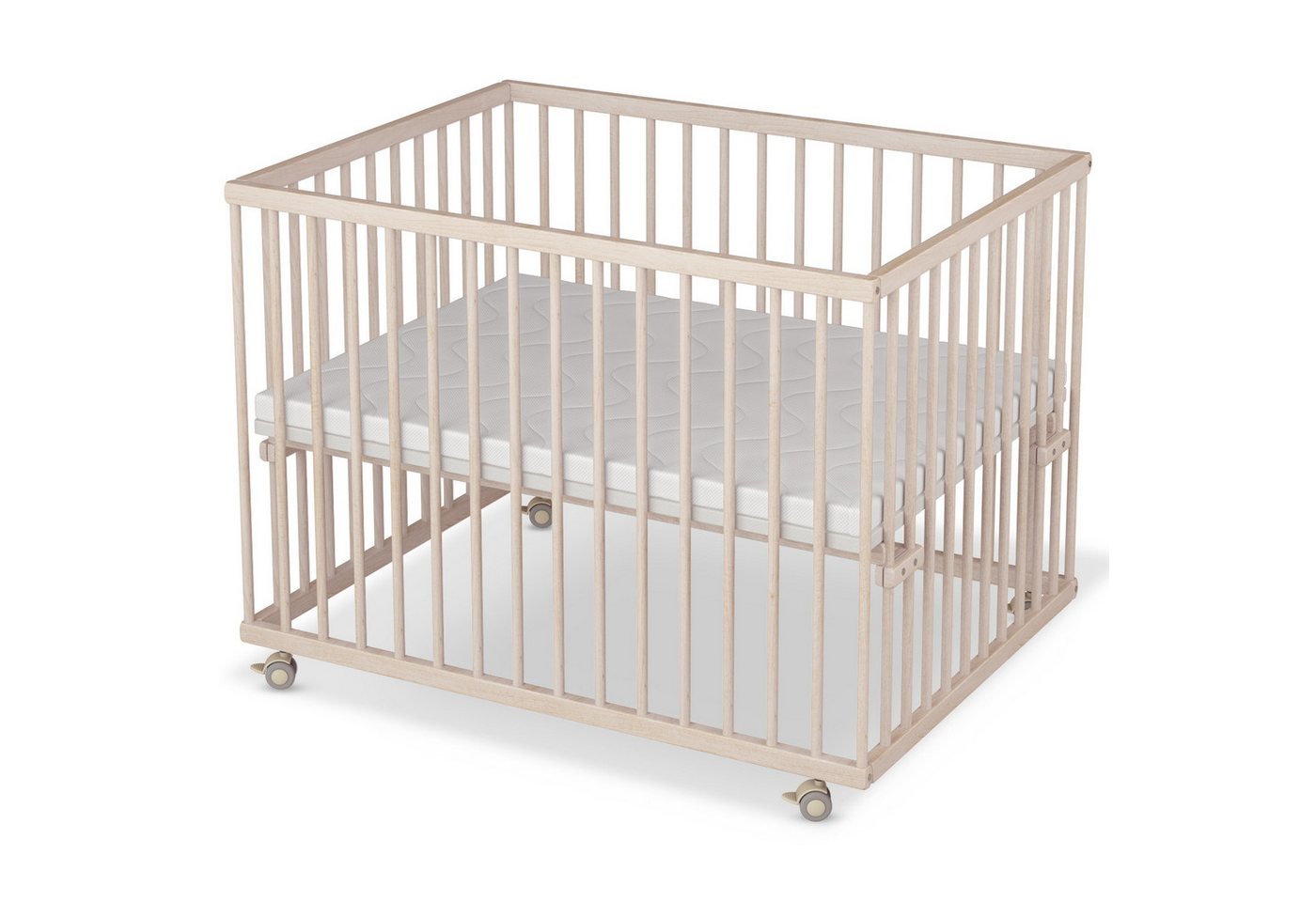 Sämann Babybett Laufgitter 75x100 cm mit Matratze natur Premium Kollektion Laufstall von Sämann