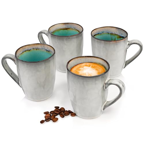 Sänger | Kaffeebecher Set Capri aus Steingut, 4-teiliges Kaffeetassen Set, Modernes und Einzigartiges Design | 300 ml von Sänger