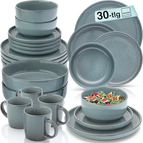 SÄNGER Kairo Ocean | Kombiservice 6 Personen, Teller Set Kaffeebecher Pastaschale 30 tlg, Steingut Geschirr Set spülmaschinen- mikrowellen- kratzfest, Geschirrset aus Steingut | VALUE COLLECTION SÄNGER Kairo Ocean | Kombiservice 6 Personen, Teller Set Kaffeebecher Pastaschale 30 tlg, Steingut Geschirr Set spülmaschinen- mikrowellen- kratzfest, Geschirrset aus Steingut | VALUE COLLECTION von Sänger