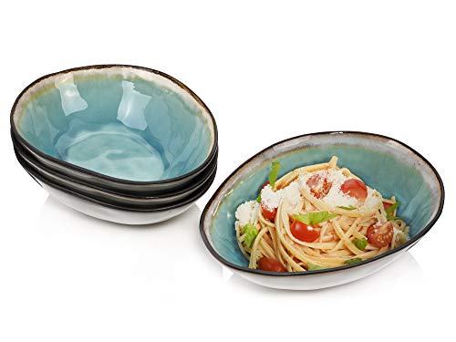 Sänger | Pastaschalen Capri aus Steingut, 4-teiliges Pasta Teller Set, Bowl Schüssel, Modernes und Einzigartiges Design von Sänger