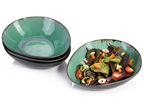 Sänger | Salatschalen Set Palm Beach aus Steingut, Salat Teller-Set für 4 Personen, Schüssel, Einzigartiges Design, erweiterbar | 760 ml von Sänger