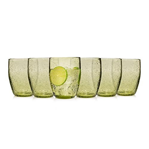 Sänger | Trinkgläser Set London, 6-teiliges Gläser Set in Grün für 6 Personen aus Glas, Wassergläser, Tropfen Textur | 320 ml von Sänger