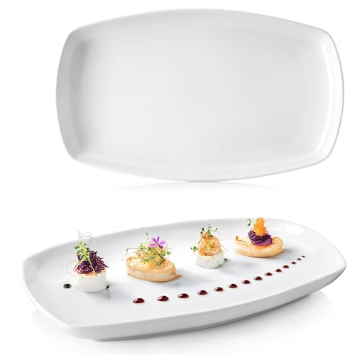 Sänger | Bilgola Servierplatten 2er Set – Porzellan Servierteller Weiß | rechteckige Teller mit abgerundeten Ecken 19 x 29,5 cm für Fleisch, Fisch & Snacks | Spülmaschinenfest | PREMIUM COLLECTION Sänger | Bilgola Servierplatten 2er Set – Porzellan Servierteller Weiß | rechteckige Teller mit abgerundeten Ecken 19 x 29,5 cm für Fleisch, Fisch & Snacks | Spülmaschinenfest | PREMIUM COLLECTION von Sänger