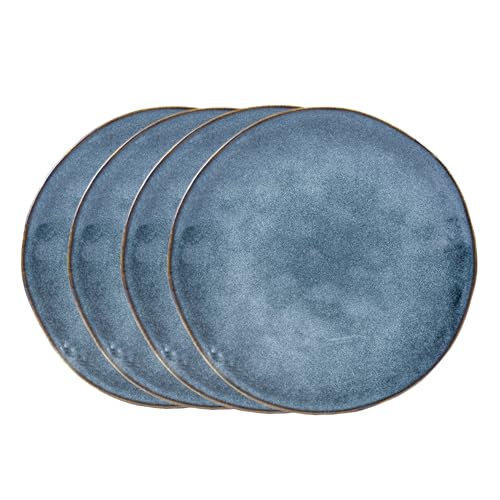 Sänger | Dessertteller Set Darwin 4 tlg, Teller Set 4 Personen, Steingut Plates Set, Essgeschirr, Teller Modern Handmade, Essservice in Blau | PREMIUM COLLECTION von Sänger
