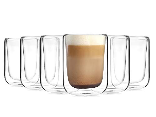 Sänger | Doppelwandige Gläser, 6-teiliges Gläser-Set, Cappuccino Gläser doppelwandig, Thermo Gläser Kaffee | 330 ml ohne Henkel von Sänger