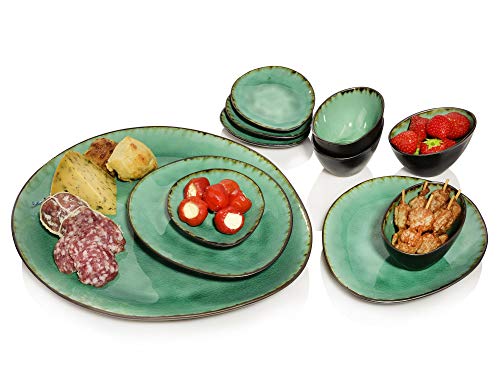 Sänger | Servierplatten Set Palm Beach, 11-teiliges Set aus Steingut, Servierteller, Schalen, Vintage Design | PREMIUM COLLECTION von Sänger