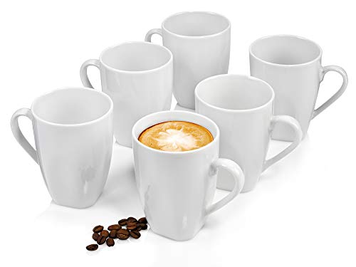 SÄNGER | Kaffeebecher Set Avalon 6 tlg, Porzellan Kaffeetassen für 6 Personen, Kaffee Geschirr in Weiß, Tassen Set für Tee Kaffee & Kakao, Zeitlose Becher aus Porzellan, Mugs, Coffee Cups | 220 ml von Sänger