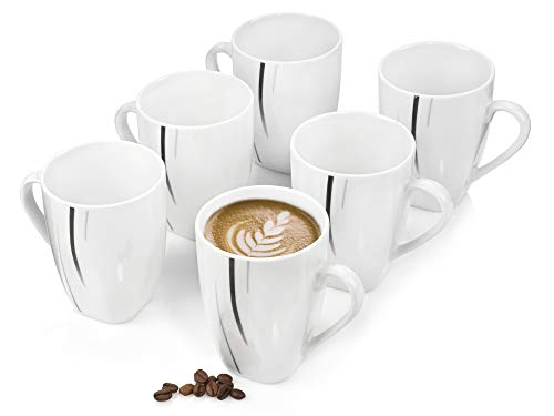 SÄNGER | Kaffeebecher Set Bilgola Black Lines aus Porzellan, 6-teiliges Kaffeebecher Set, Klassisches Design in Weiß mit Schwarzen Linien | 250 ml von Sänger