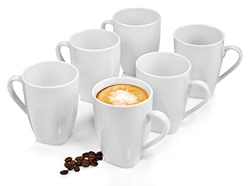 Sänger | Kaffeetassen Set Markant 6 tlg, Kaffeebecher Porzellan für 6 Personen, Tassen Set in Weiß, Kaffeetassen & Becher spülmaschinenfest, Servier Geschirr Weiß für Kaffee und Tee | 250 ml von Sänger