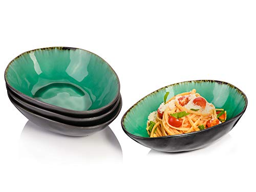 Sänger | Pastaschalen Set Palm Beach aus Steingut, 4 teilig, Bowl Schüssel, Einzigartiges Design, erweiterbar | 1200 ml von Sänger