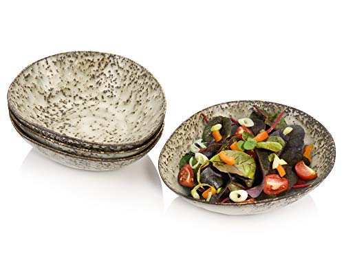 Sänger | Salatschalen Set Pompei aus Steingut, Salat Teller-Set für 4 Personen, Schüssel, Einzigartiges Vintage-Design von Sänger