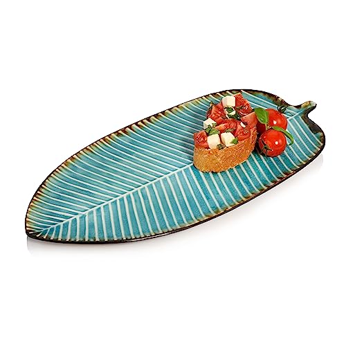 Sänger | Servierteller Capri aus Steingut, Teller in Blattoptik, Servierplatte, modernes Vintage Design - Erweiterung zum 12 tlg Tafelservice Capri | PREMIUM COLLECTION von Sänger
