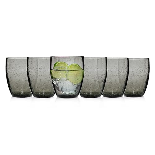 Sänger | Trinkgläser Set London, 6-teiliges Gläser Set in Grau für 6 Personen aus Glas, Wassergläser, Tropfen Textur | 320 ml von Sänger