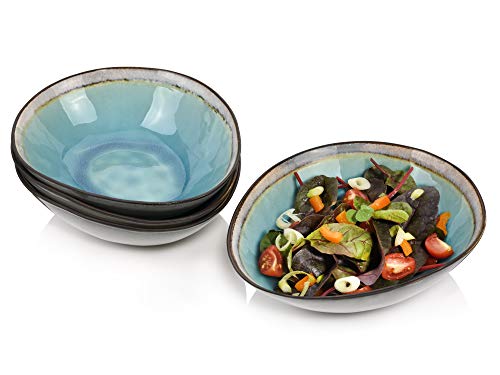 SÄNGER | Salatschalen Set Capri aus Steingut, Salat Teller-Set für 4 Personen, Schüssel, Modernes Design von Sänger