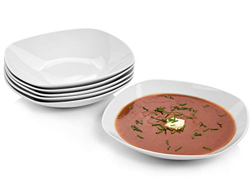 SÄNGER | Suppenteller Bilgola tief, 6-teiliges Set aus Porzellan, Suppenschalen, Teller Set, Weiß | 350 ml von Sänger