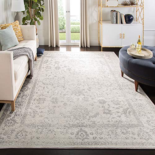 SAFAVIEH Distressed Vintage Teppich für Wohnzimmer, Esszimmer, Schlafzimmer - Adirondack Collection, Kurzer Flor, Elfenbein und Silber, 122 X 183 cm von Safavieh