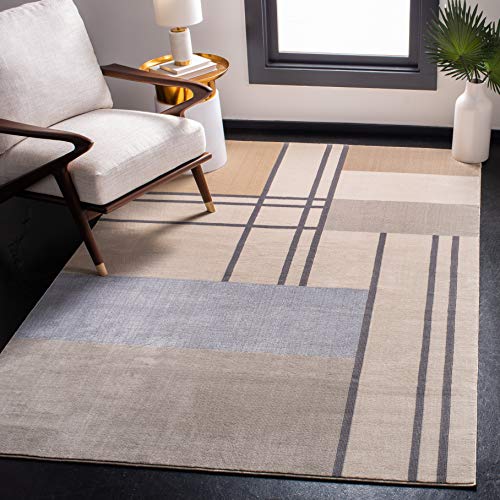 SAFAVIEH Art Deco Teppich für Wohnzimmer, Esszimmer, Schlafzimmer - Orwell Collection, Kurzer Flor, Elfenbein und Taupe, 160 X 231 cm von Safavieh