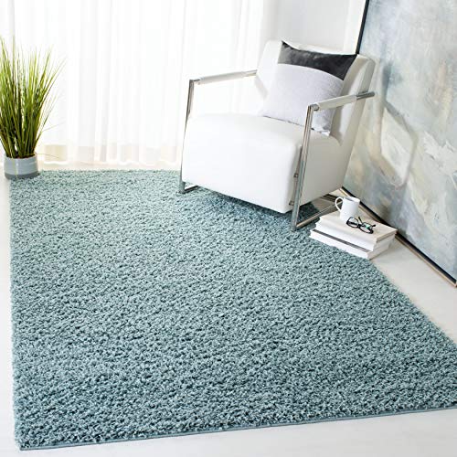 SAFAVIEH Zottelig Teppich für Wohnzimmer, Esszimmer, Schlafzimmer - Athens Shag Collection, Hoher Flor, Meeresschaum, 155 X 229 cm von Safavieh