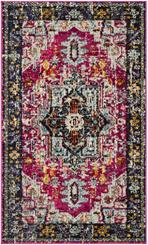 SAFAVIEH Boho Chic Teppich für Wohnzimmer, Esszimmer, Schlafzimmer - Monaco Collection, Kurzer Flor, Fuchsia und Grau, 122 X 170 cm von Safavieh