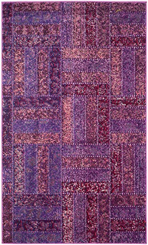 SAFAVIEH Boho Chic Teppich für Wohnzimmer, Esszimmer, Schlafzimmer - Monaco Collection, Kurzer Flor, Lila und Multi, 91 X 152 cm von Safavieh