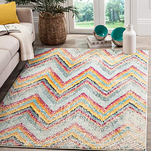 SAFAVIEH Boho Chic Teppich für Wohnzimmer, Esszimmer, Schlafzimmer - Monaco Collection, Kurzer Flor, Multi, 122 X 170 cm von Safavieh