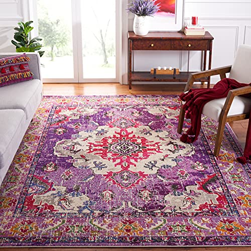 SAFAVIEH Boho Chic Teppich für Wohnzimmer, Esszimmer, Schlafzimmer - Monaco Collection, Kurzer Flor, Violett und Fuchsia, 240 x 300 cm von Safavieh