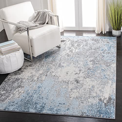 SAFAVIEH Boho Chic Teppich für Wohnzimmer, Esszimmer, Schlafzimmer - Tulum Collection, Kurzer Flor, Grau und Blau, 160 X 229 cm von Safavieh