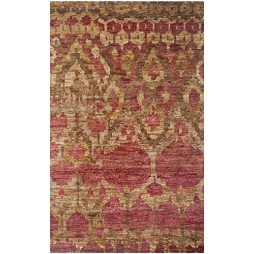 SAFAVIEH Boho Teppich für Wohnzimmer, Esszimmer, Schlafzimmer - Bohemian Collection, Kurzer Flor, Natürlich und Gold, 122 X 183 cm von Safavieh