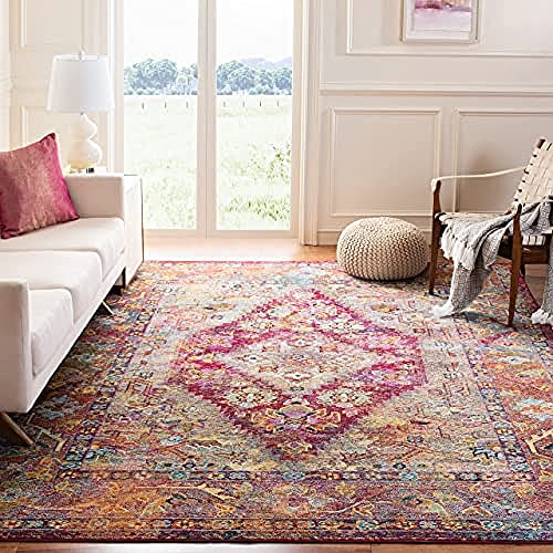 SAFAVIEH Boho Teppich für Wohnzimmer, Esszimmer, Schlafzimmer - Crystal Collection, Kurzer Flor, Hellblau und Fuchsia, 152 X 244 cm SAFAVIEH Boho Teppich für Wohnzimmer, Esszimmer, Schlafzimmer - Crystal Collection, Kurzer Flor, Hellblau und Fuchsia, 152 X 244 cm von Safavieh