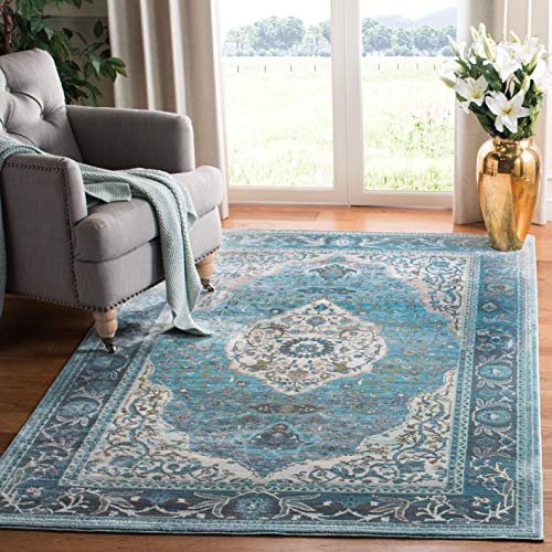 SAFAVIEH Boho Teppich für Wohnzimmer, Esszimmer, Schlafzimmer - Luxor Collection, Kurzer Flor, Türkis und Beige, 122 X 183 cm SAFAVIEH Boho Teppich für Wohnzimmer, Esszimmer, Schlafzimmer - Luxor Collection, Kurzer Flor, Türkis und Beige, 122 X 183 cm von Safavieh