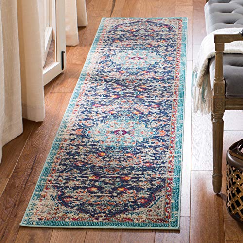 SAFAVIEH Boho Teppich für Wohnzimmer, Esszimmer, Schlafzimmer - Madison Collection, Kurzer Flor, Schwarz und Blaugrün, 61 X 244 cm SAFAVIEH Boho Teppich für Wohnzimmer, Esszimmer, Schlafzimmer - Madison Collection, Kurzer Flor, Schwarz und Blaugrün, 61 X 244 cm von Safavieh