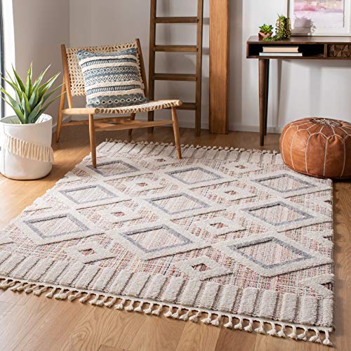 SAFAVIEH Boho Teppich für Wohnzimmer, Esszimmer, Schlafzimmer - Marrakesh Collection, Kurzer Flor, Grau und Multi, 160 X 229 cm von Safavieh