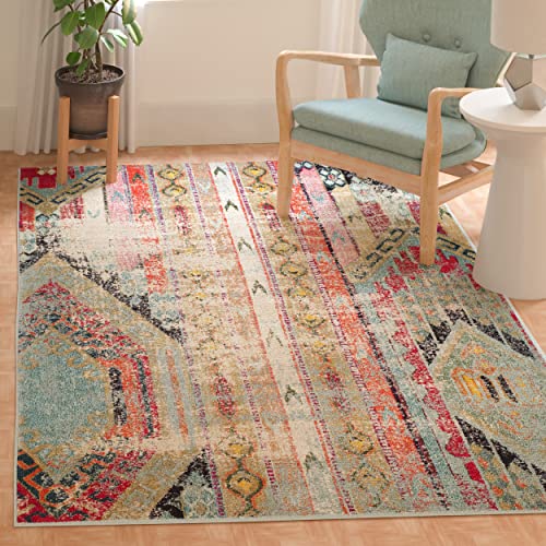 SAFAVIEH Boho Teppich für Wohnzimmer, Esszimmer, Schlafzimmer - Monaco Collection, Kurzer Flor, Multi, 183 x 244 cm SAFAVIEH Boho Teppich für Wohnzimmer, Esszimmer, Schlafzimmer - Monaco Collection, Kurzer Flor, Multi, 183 x 244 cm von Safavieh