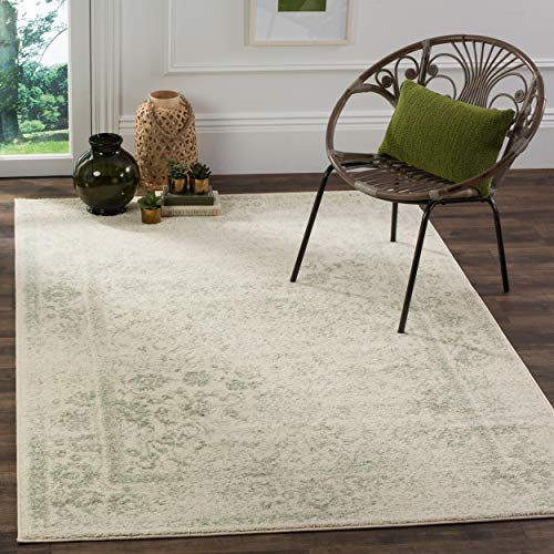 SAFAVIEH Distressed Vintage Teppich für Wohnzimmer, Esszimmer, Schlafzimmer - Adirondack Collection, Kurzer Flor, Elfenbein und Salbei, 183 X 274 cm von Safavieh