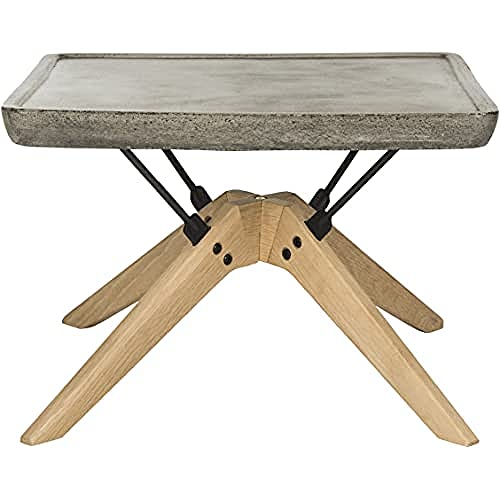 SAFAVIEH Outdoor with Concrete Coffe Table with Wood Legs, in Dark Grey von Safavieh