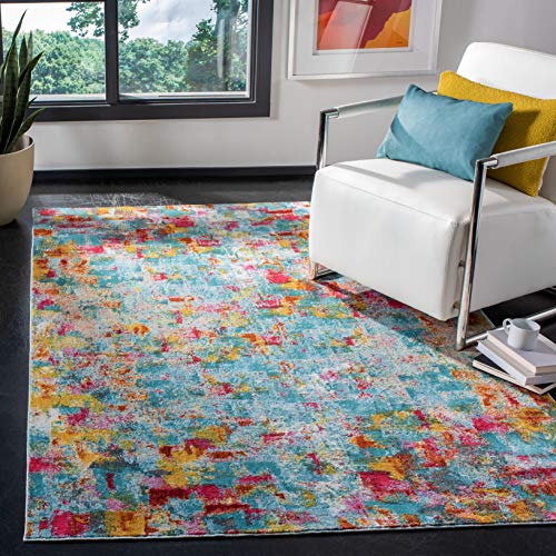 SAFAVIEH Exotisch Elegant Teppich für Wohnzimmer, Esszimmer, Schlafzimmer - Luxor Collection, Kurzer Flor, Aqua und Fuchsia, 122 X 183 cm von Safavieh