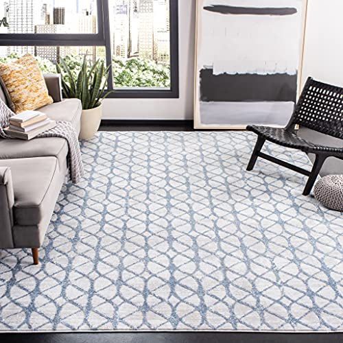 SAFAVIEH Geometrisch Teppich für Wohnzimmer, Esszimmer, Schlafzimmer - Amelia Collection, Kurzer Flor, Grau und Blau, 244 X 305 cm von Safavieh