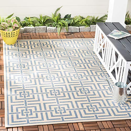 SAFAVIEH Geometrisch Teppich für Wohnzimmer, Esszimmer, Schlafzimmer - Beachhouse Collection, Kurzer Flor, Creme und Blau, 79 X 152 cm SAFAVIEH Geometrisch Teppich für Wohnzimmer, Esszimmer, Schlafzimmer - Beachhouse Collection, Kurzer Flor, Creme und Blau, 79 X 152 cm von Safavieh