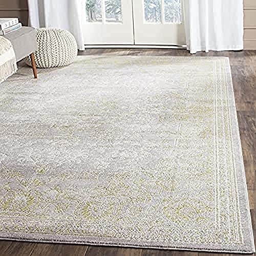 SAFAVIEH Glam Wohnzimmer, Esszimmer, Schlafzimmer - Passion Collection, Kurzer Flor, Grau und Grün, 201 X 279 cm von Safavieh