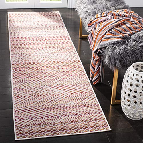 SAFAVIEH Hell und modern Drinnen & Draussen - Montage Collection, Kurzer Flor, Pink und Multi, 69 X 244 cm von Safavieh