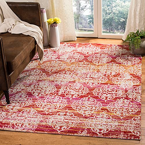 SAFAVIEH Hell und modern Drinnen & Draussen - Montage Collection, Kurzer Flor, Pink und Multi, 91 X 152 cm von Safavieh