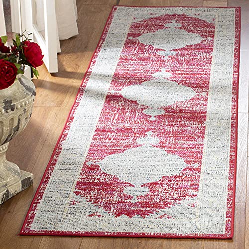 SAFAVIEH Hell und modern Drinnen & Draussen - Montage Collection, Kurzer Flor, Rose und Grau, 69 X 244 cm von Safavieh