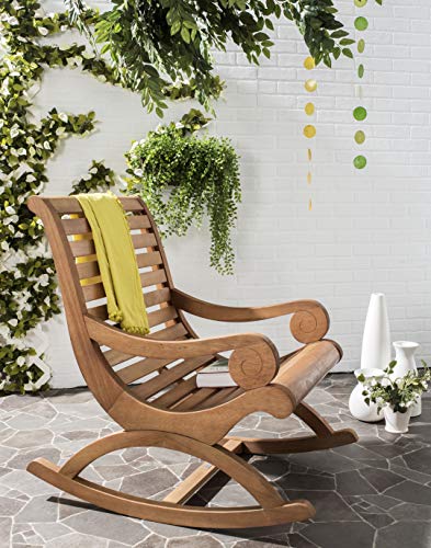 SAFAVIEH Hölzernes Lounge-Stuhl für draußen mit Schaukelstuhl, Natürlich von Safavieh