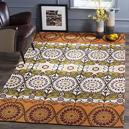 SAFAVIEH Launisch Wohnzimmer, Esszimmer, Schlafzimmer - Cedar Brook Collection, Kurzer Flor, Orange und Rot, 122 X 183 cm von Safavieh