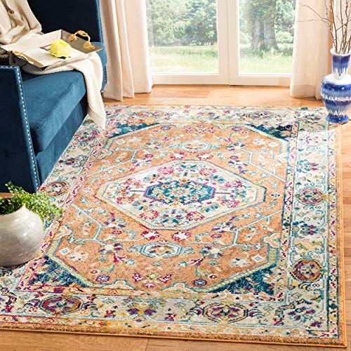 SAFAVIEH Lebendig Wohnzimmer, Esszimmer, Schlafzimmer - Savannah Collection, Kurzer Flor, Orange und Multi, 91 X 152 cm von Safavieh